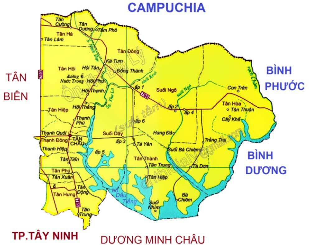 Bản đồ Quận Tây Ninh Tân Châu