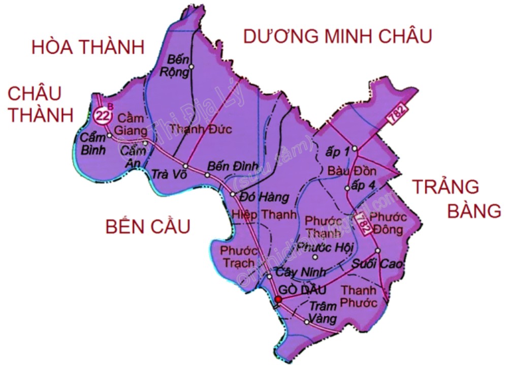 Bản đồ huyện Gò Dầu Tây Ninh