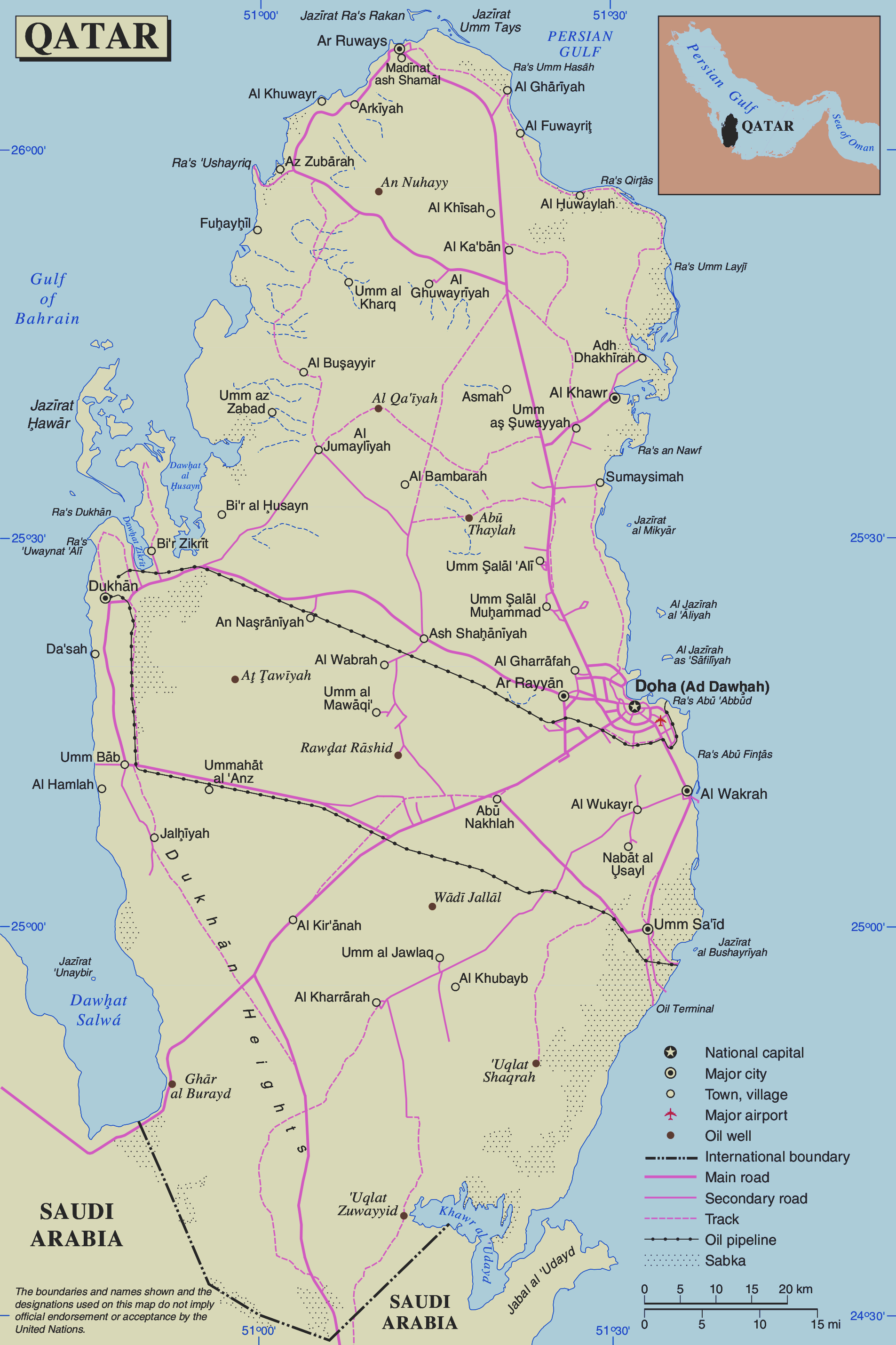 Cập nhật 2023: Bản đồ hành chính đất nước Qatar (Qatar Map) phóng to năm 2023, , Bản đồ