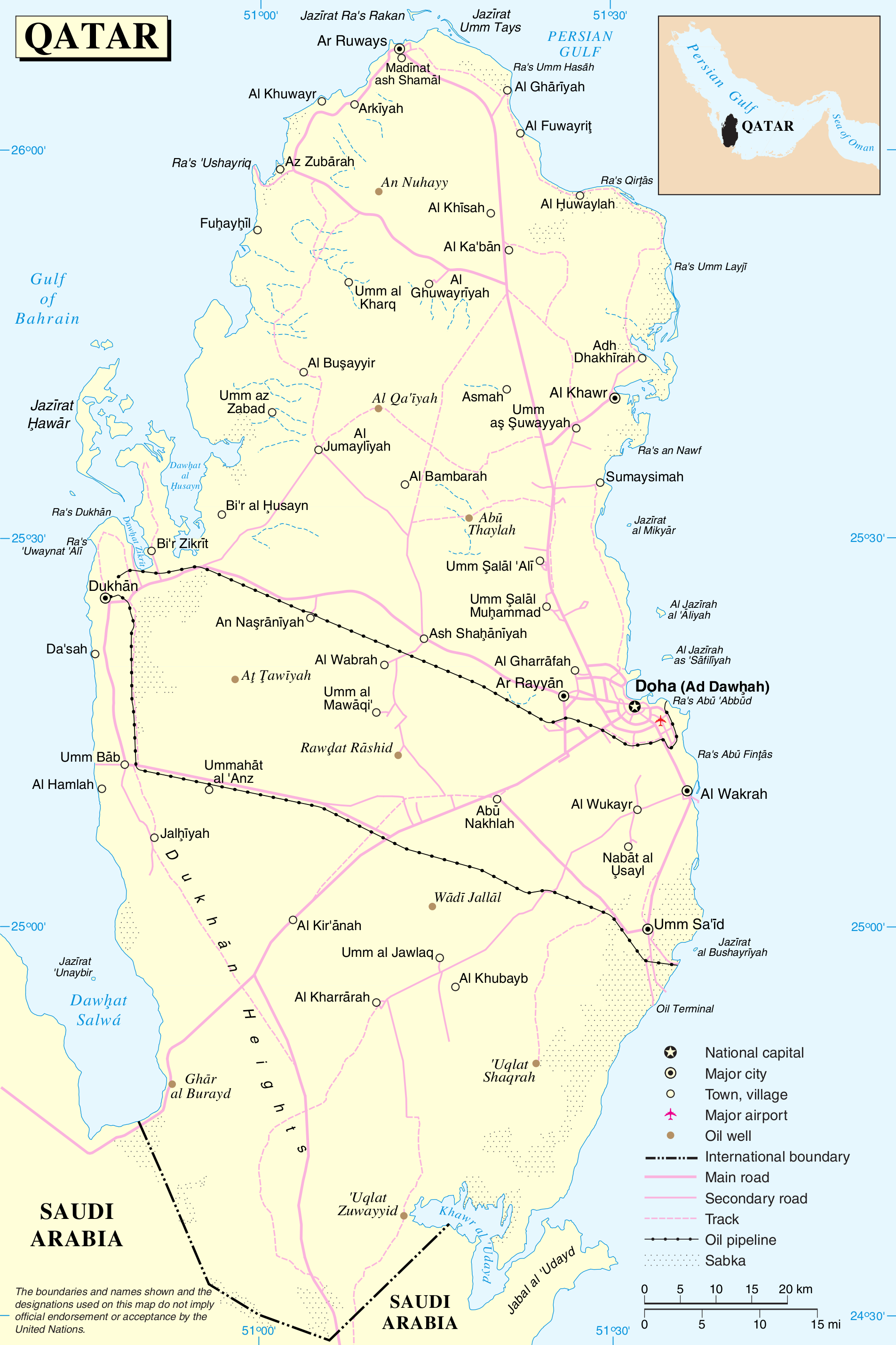 Cập nhật 2023: Bản đồ hành chính đất nước Qatar (Qatar Map) phóng to năm 2023, , Bản đồ