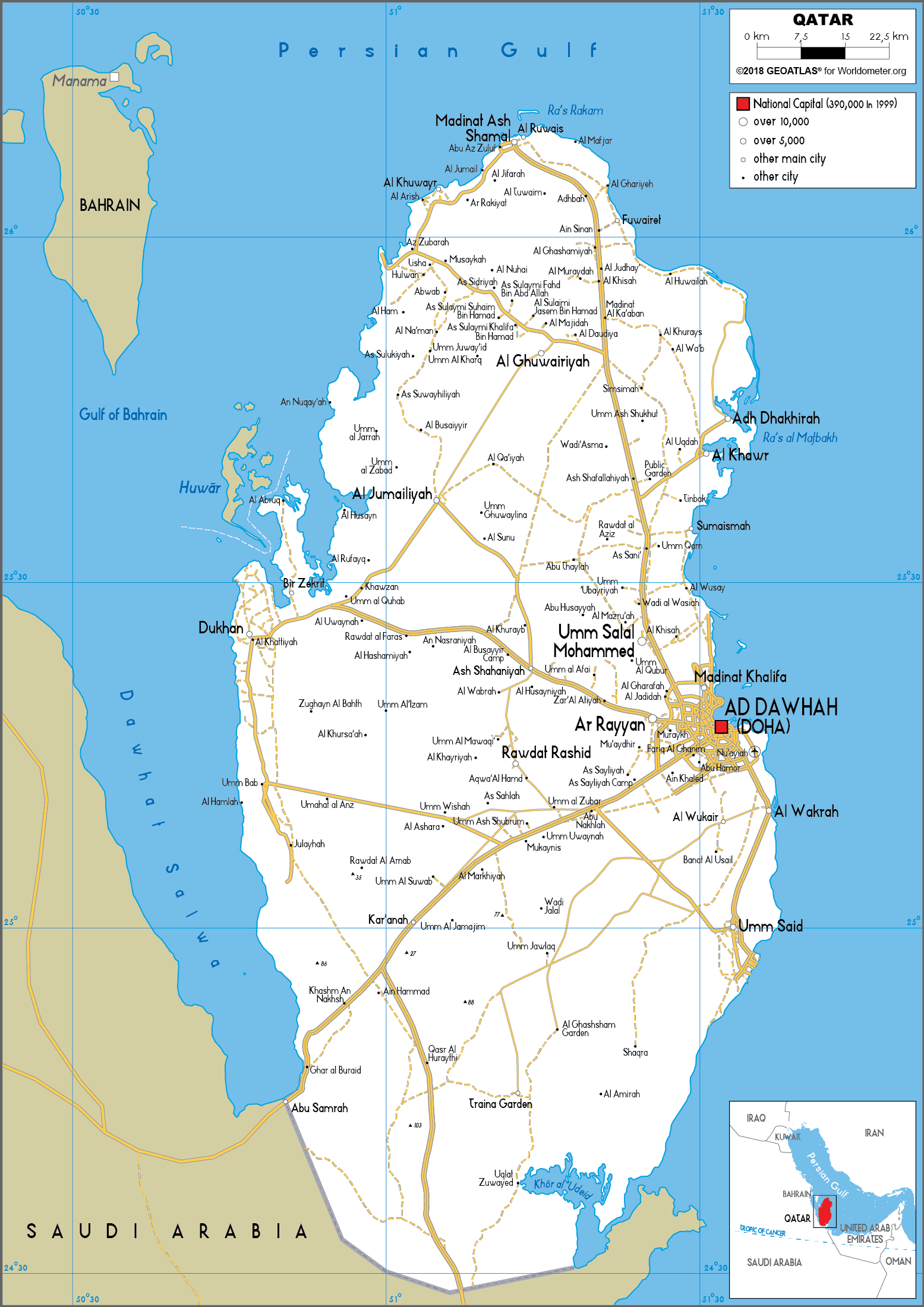 Cập nhật 2023: Bản đồ hành chính đất nước Qatar (Qatar Map) phóng to năm 2023, , Bản đồ