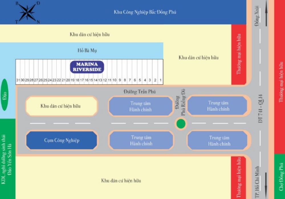 Mặt bằng tổng thể đất nền Marina Riverside Bình Phước