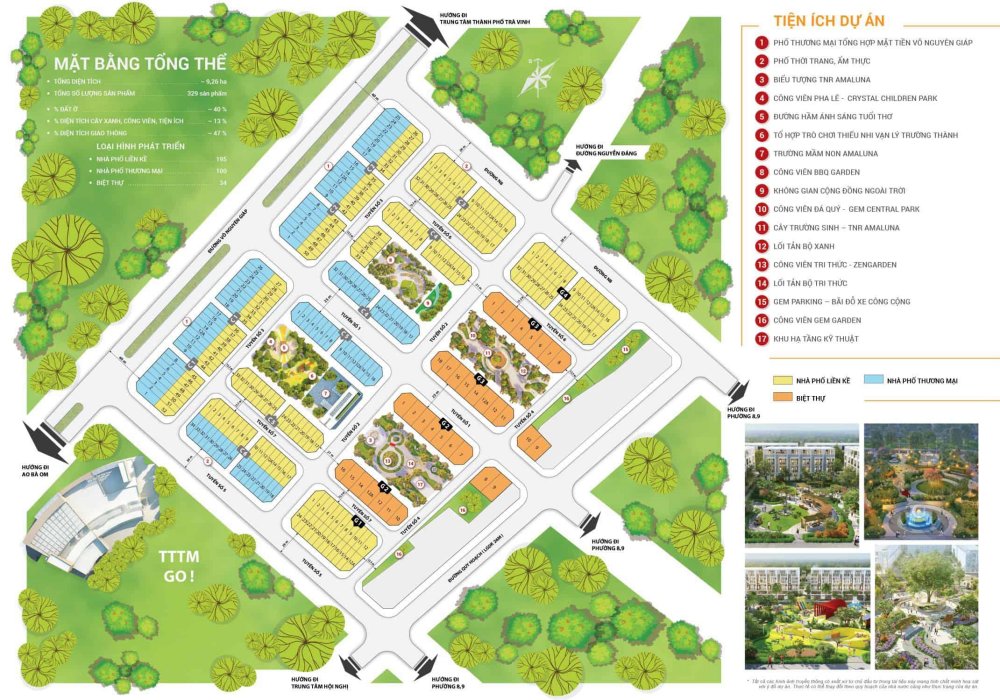 Mặt bằng dự án khu đô thị nhà phố TNR Amaluna Trà Vinh 