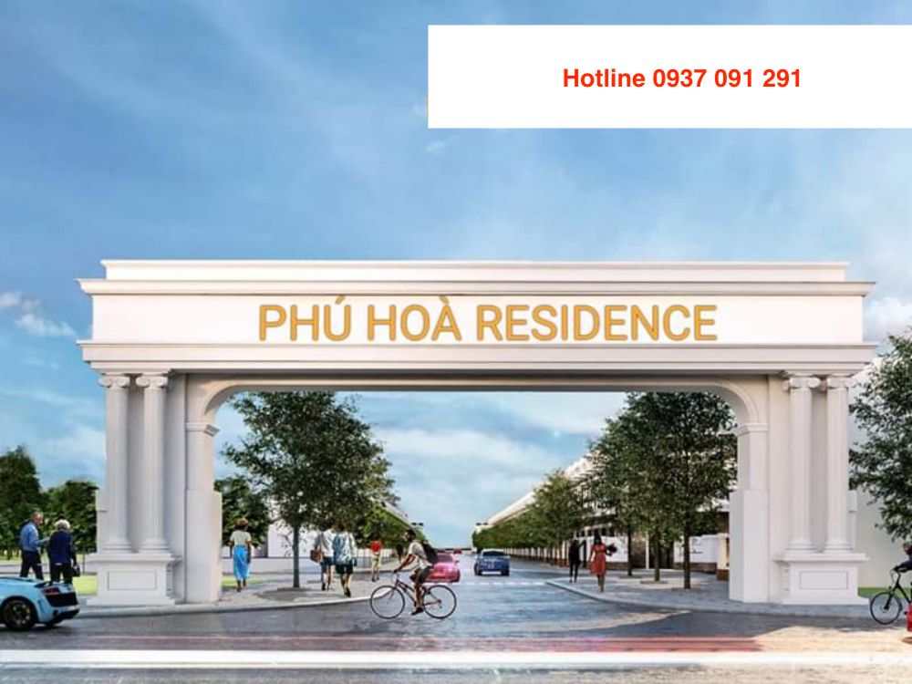 Cổng chính dự án đất nền  Phú Hoà Residence Bình Dương