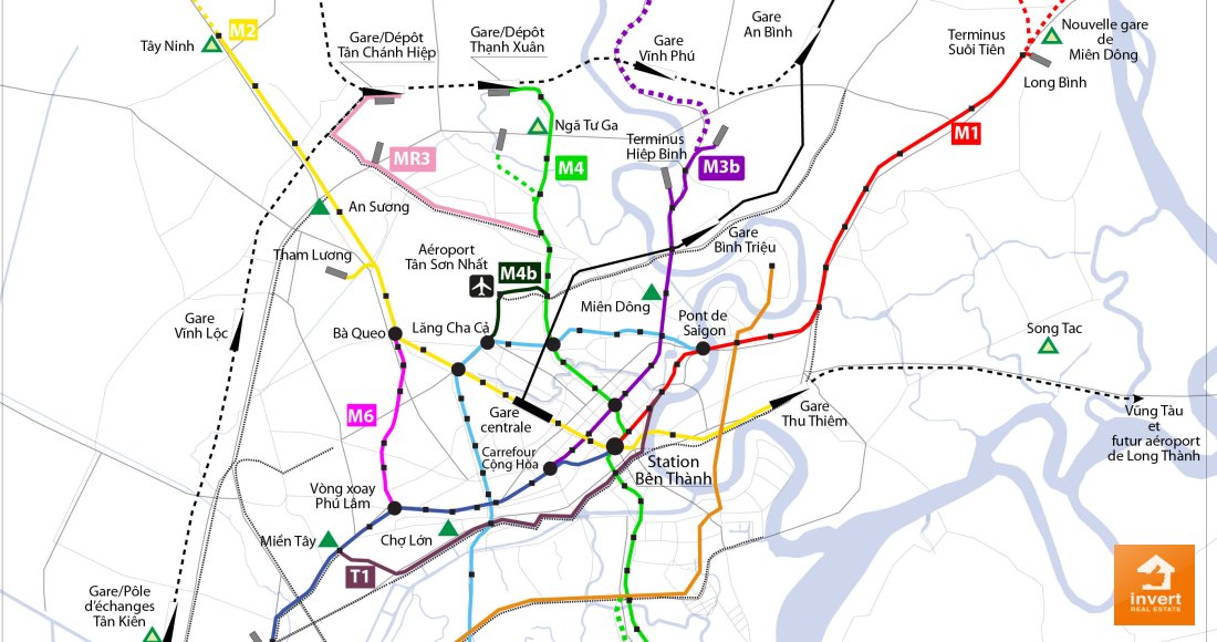 Bản đồ các tuyến Metro tại Thành phố Hồ Chí Minh