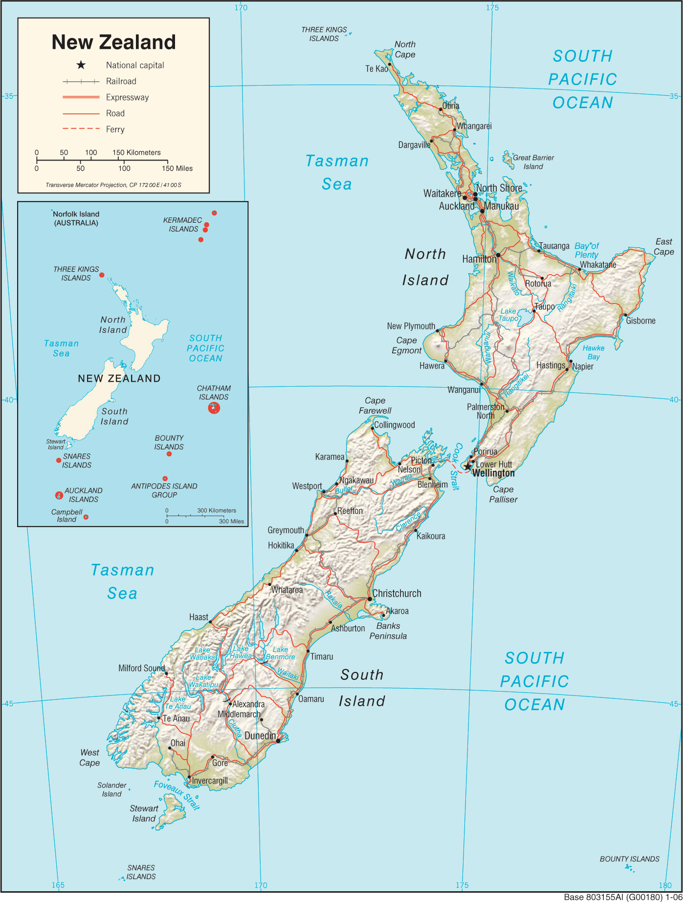 Bản đồ hành chính đất nước New Zealand (New Zealand Map) phóng to năm 2022