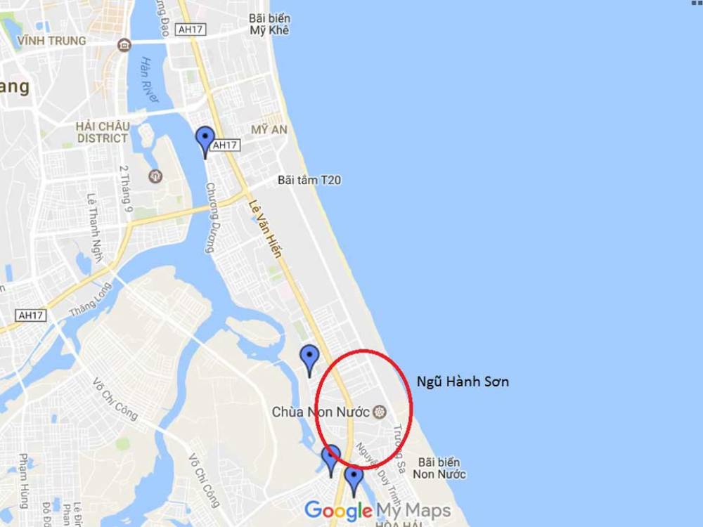 Vị trí dự án Non Nước Beach Đà Nẵng trên Google Map