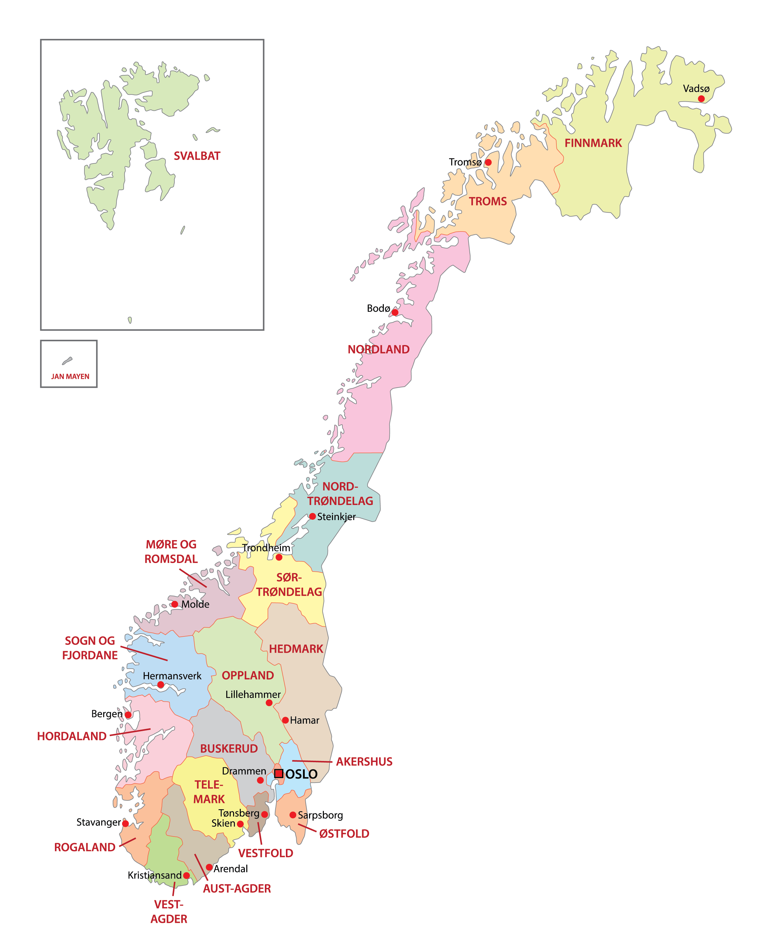 Cập nhật 2023: Bản đồ hành chính đất nước Na Uy (Norway Map) phóng to năm 2023, , Bản đồ