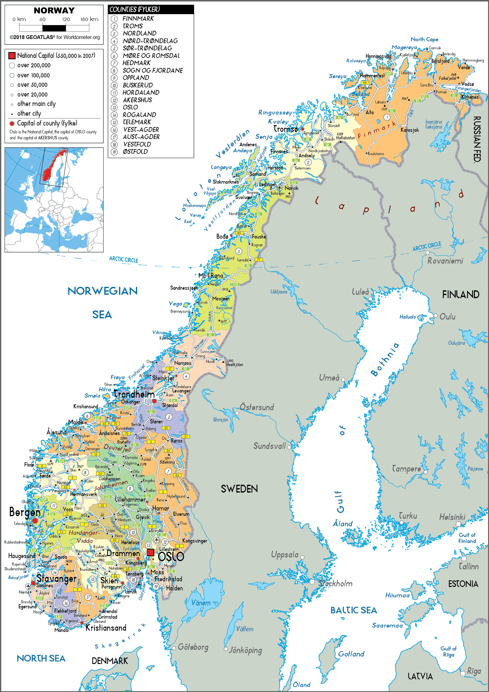 Cập nhật 2023: Bản đồ hành chính đất nước Na Uy (Norway Map) phóng to năm 2023, , Bản đồ