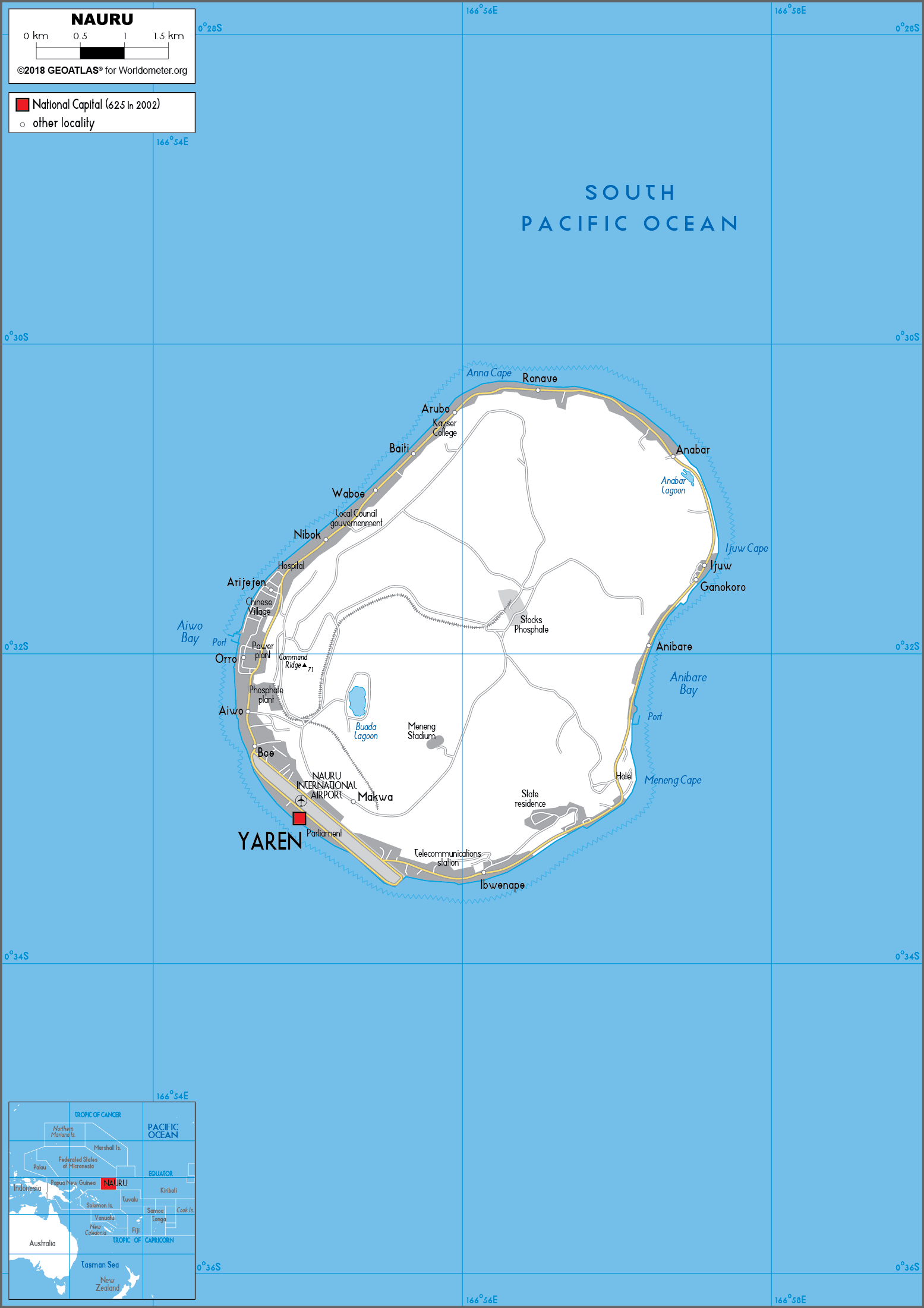 Cập nhật 2023: Bản đồ hành chính đất nước Nauru (Nauru Map) phóng to năm 2023, , Bản đồ