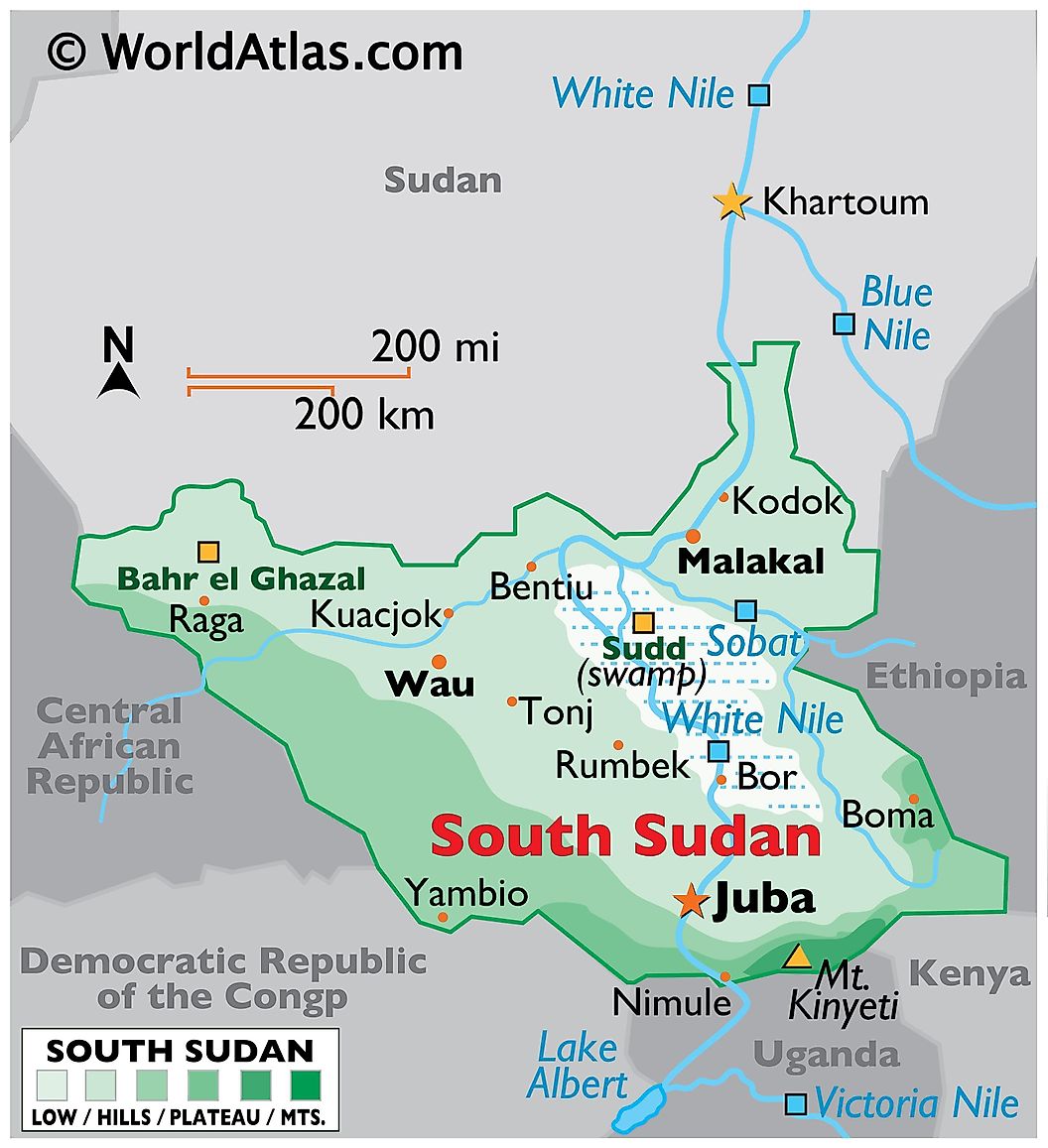 Cập nhật 2023: Bản đồ đất nước Nam Sudan (South Sudan Map) phóng to năm 2023, , Bản đồ