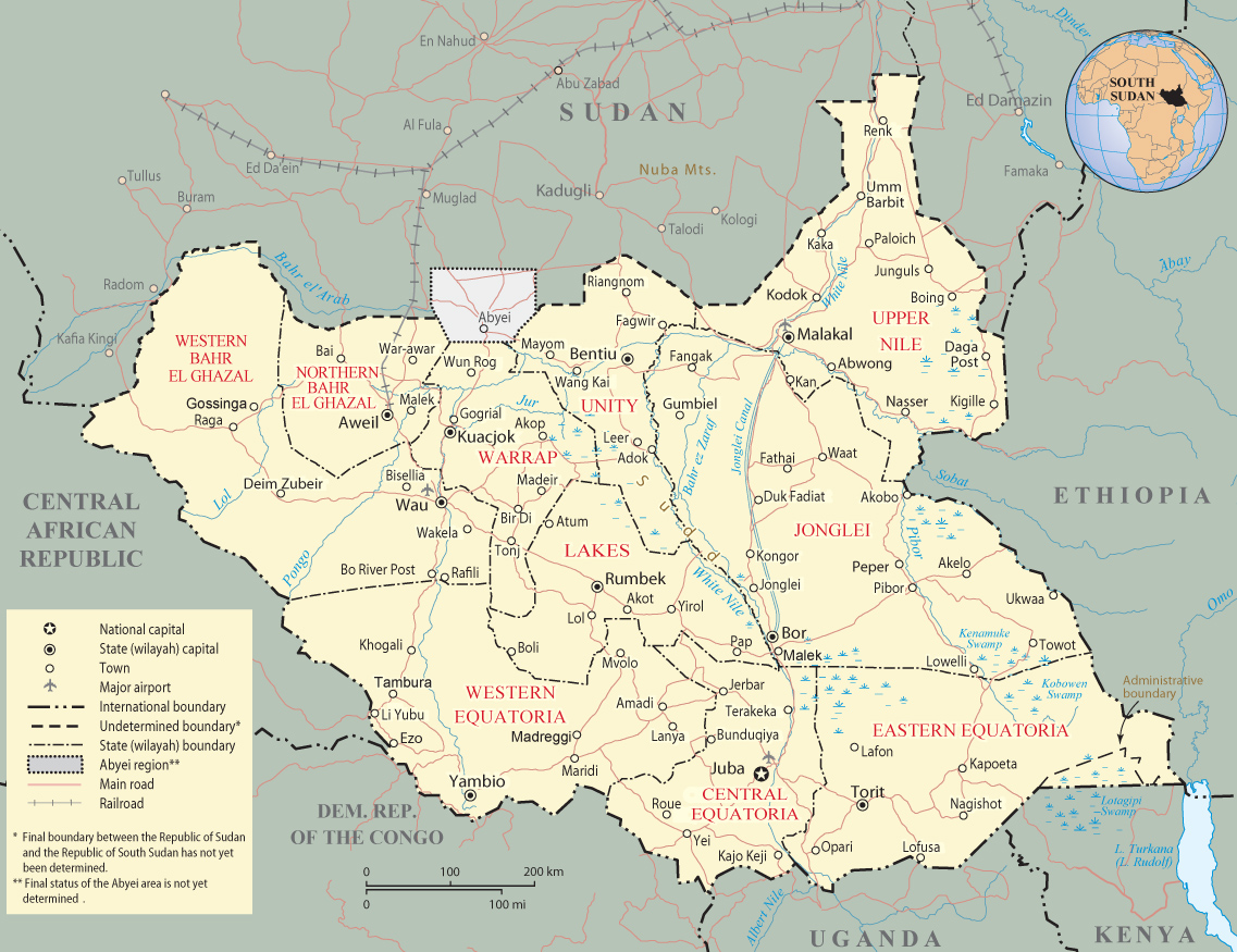 Cập nhật 2023: Bản đồ đất nước Nam Sudan (South Sudan Map) phóng to năm 2023, , Bản đồ