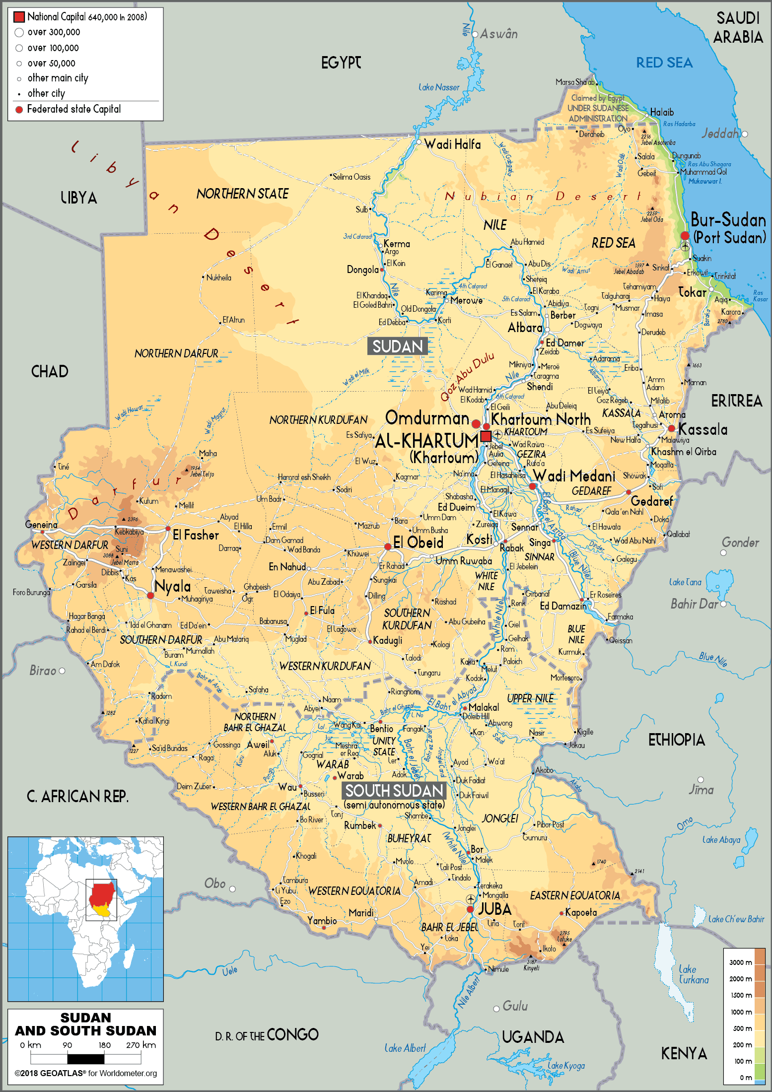 Cập nhật 2023: Bản đồ đất nước Nam Sudan (South Sudan Map) phóng to năm 2023, , Bản đồ
