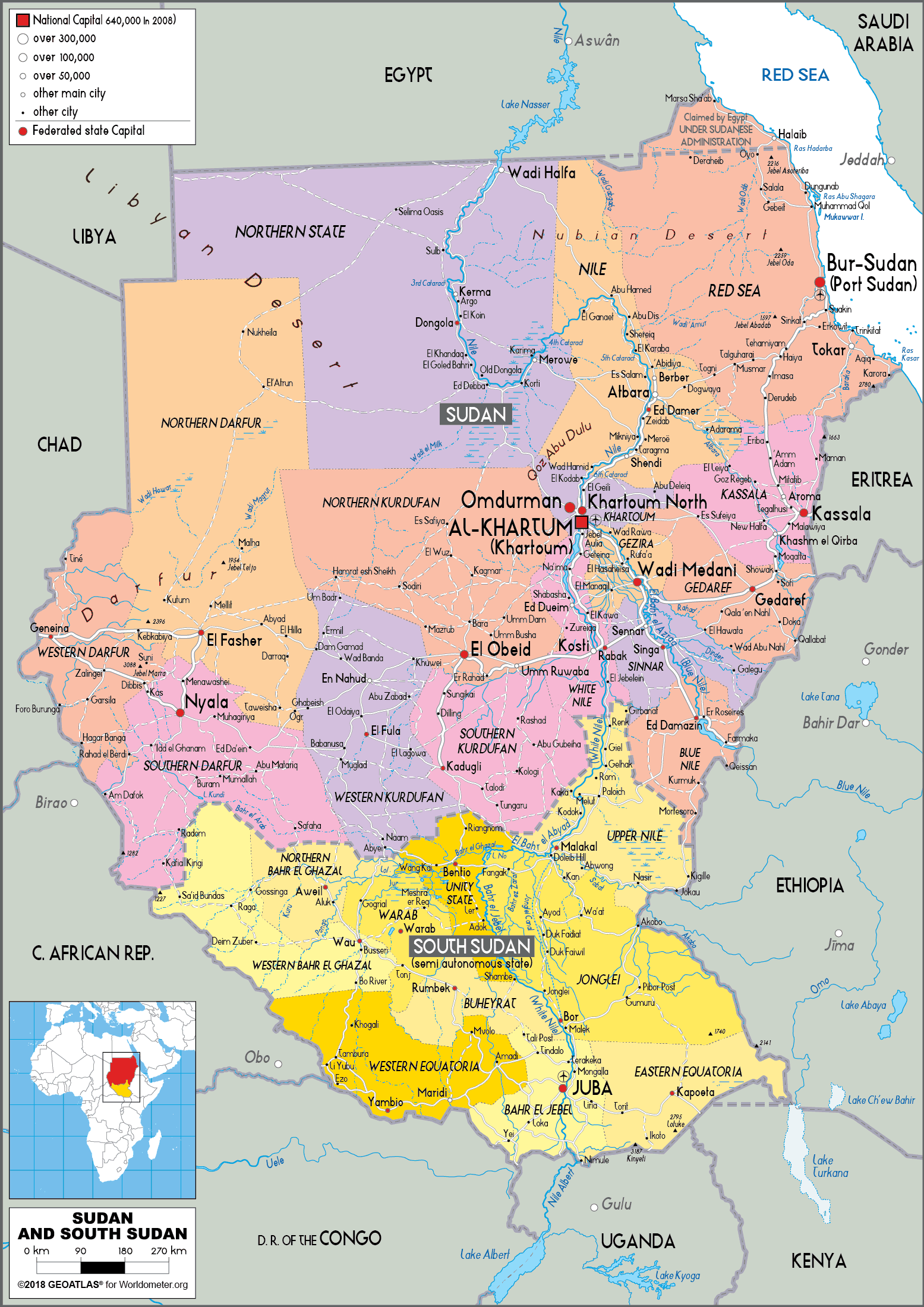 Cập nhật 2023: Bản đồ đất nước Nam Sudan (South Sudan Map) phóng to năm 2023, , Bản đồ