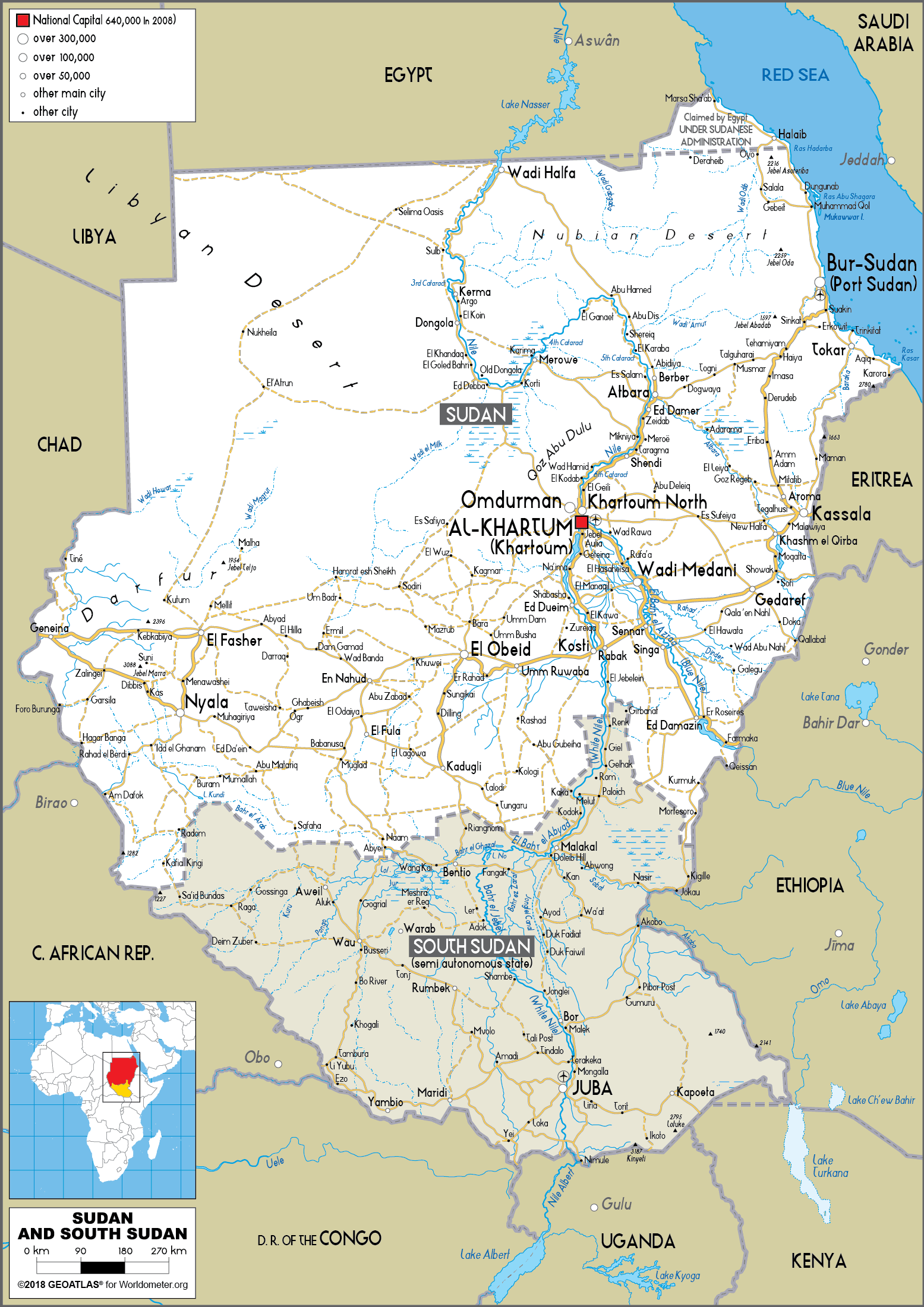 Cập nhật 2023: Bản đồ đất nước Nam Sudan (South Sudan Map) phóng to năm 2023, , Bản đồ