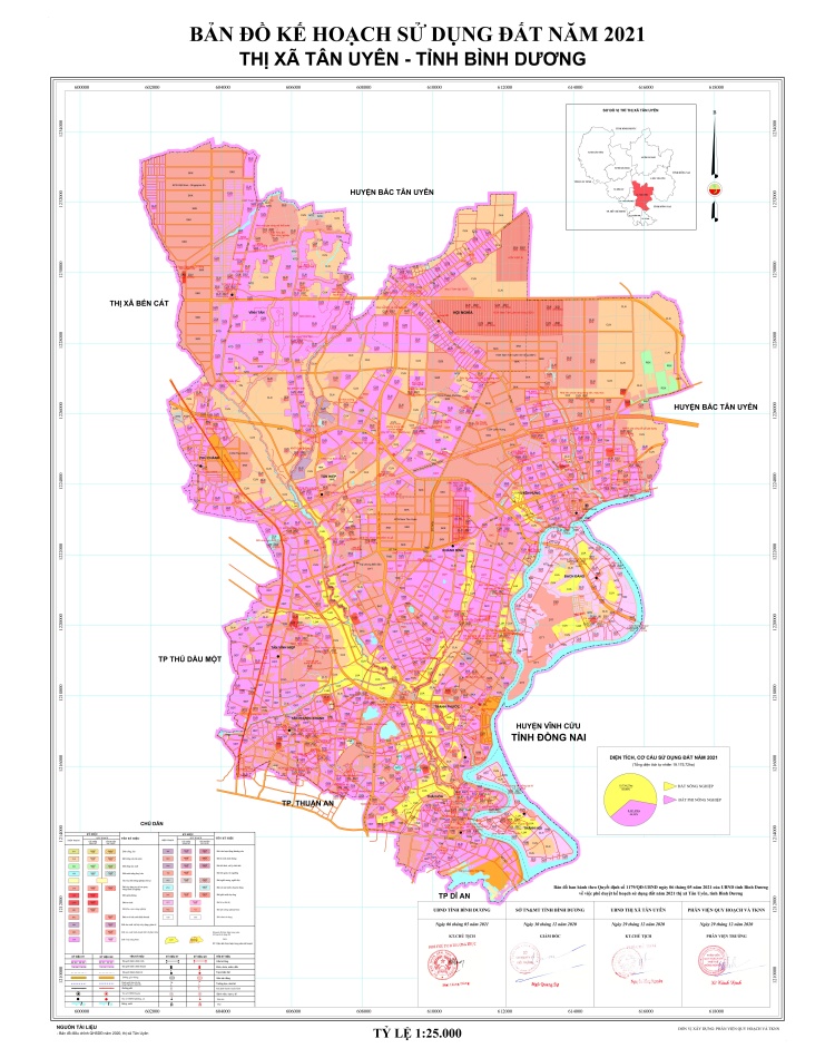 Bản đồ quy hoạch sử dụng đất thị xã Bến Cát năm 2021