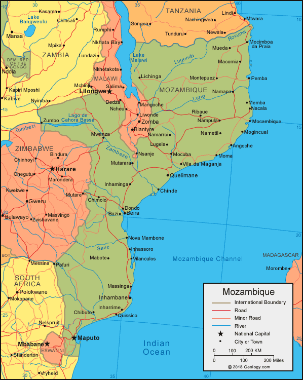 Cập nhật 2023: Bản đồ hành chính đất nước Mozambique (Mozambique Map) phóng to năm 2023, , Bản đồ