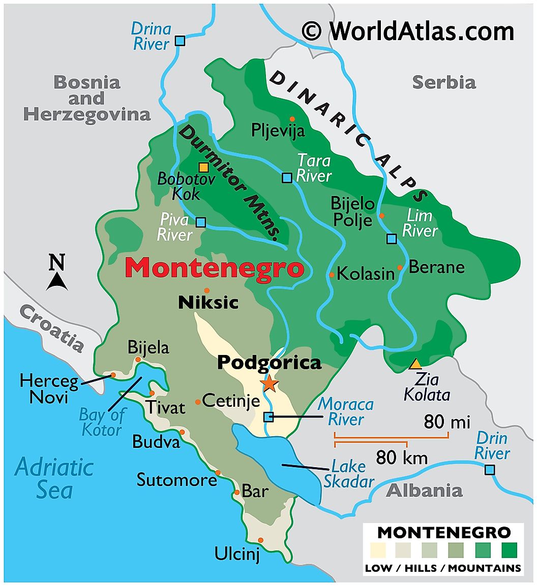 Cập nhật 2023: Bản đồ hành chính đất nước Montenegro (Montenegro Map) phóng to năm 2023, , Bản đồ