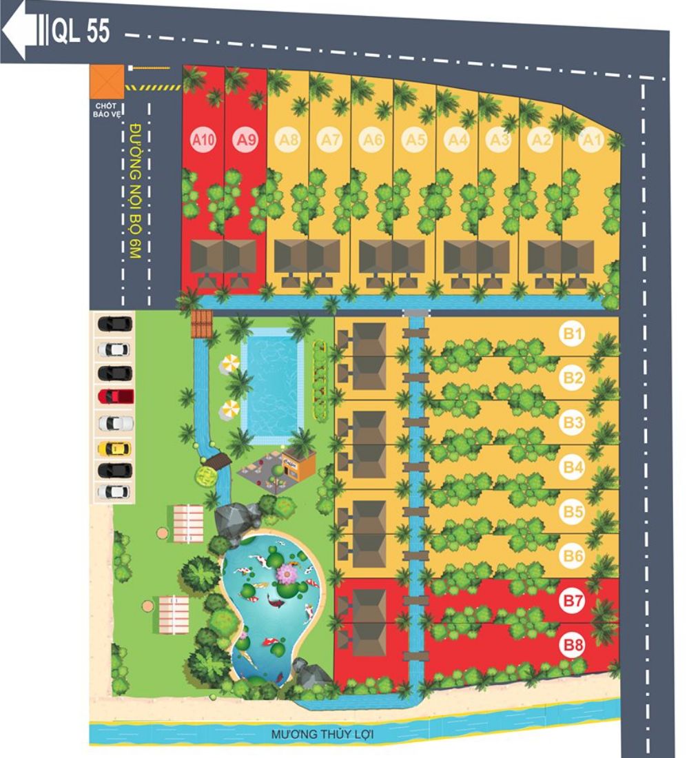 Mặt bằng dự án đất nền Coco Garden Hồ Tràm Bà Rịa