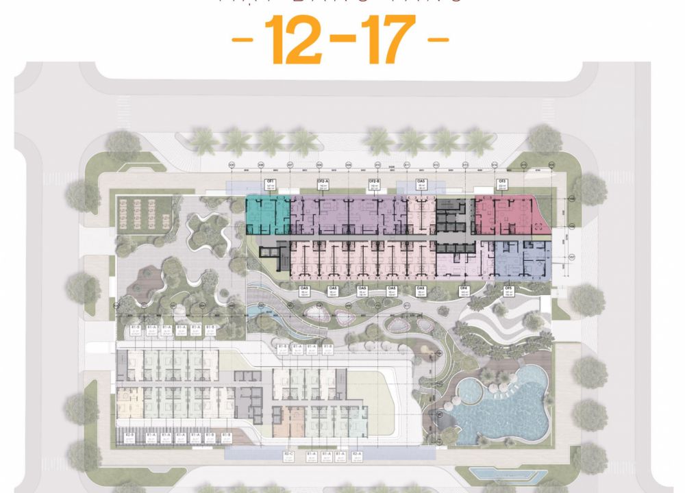 Mặt bằng tầng 12 & 17 căn hộ Charmington Tamashi Đà Nẵng