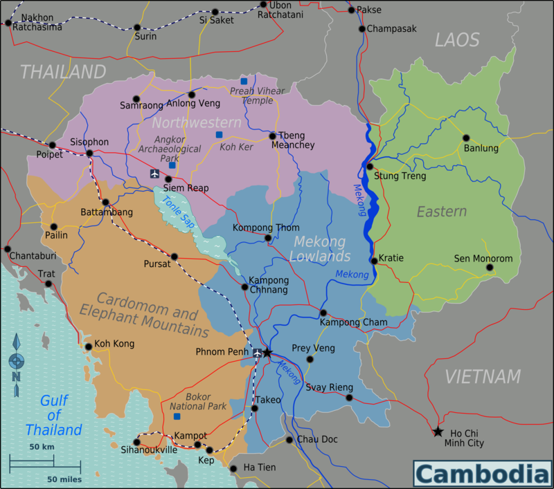 Bản đồ hiện tại của các khu vực Campuchia