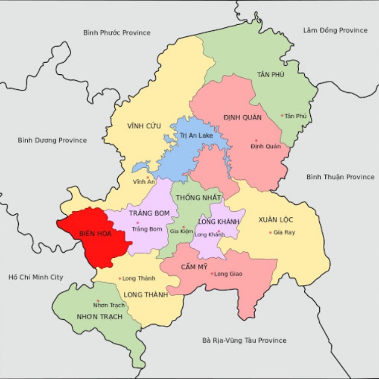 Vị trí tiềm năng của huyện Trảng Bom trên Đồng Nai