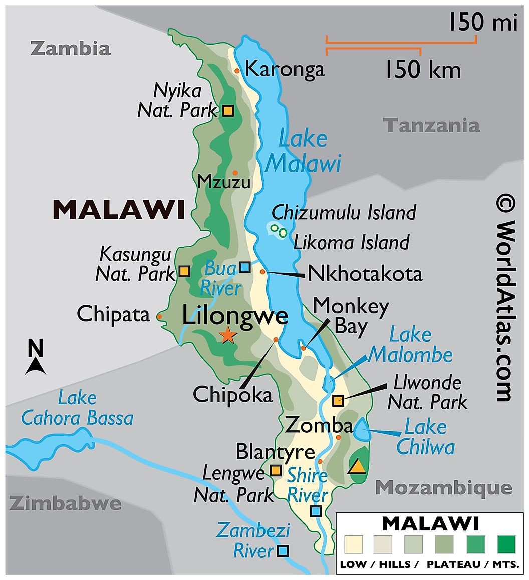 Bản đồ đất nước Malawi (Malawi Map) Khổ lớn, Phóng to 2024