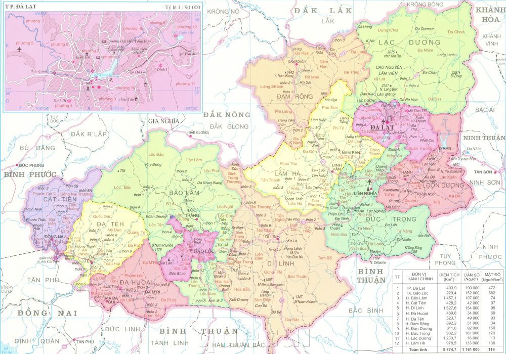 Bản đồ Lâm Đồng
