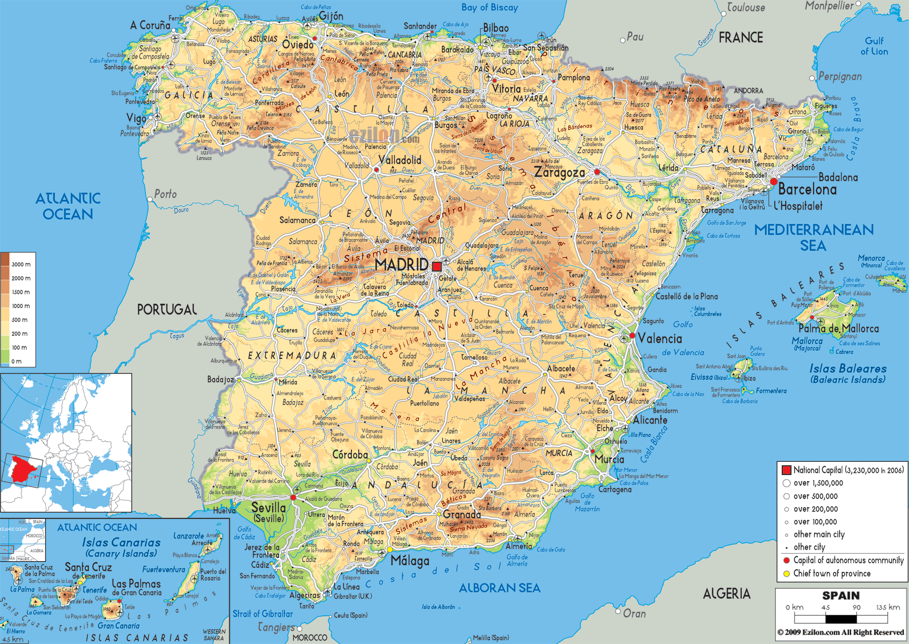 Bản đồ du lịch Tây Ban Nha