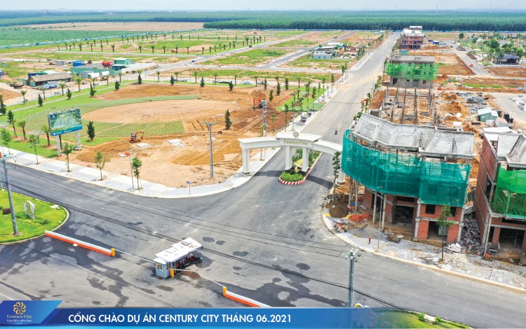 Cổng chào dự án Century City đã hoàn thiện, khang trang, một khu đô thị đẳng cấp nhất tại Thành phố sân Bay Long Thành