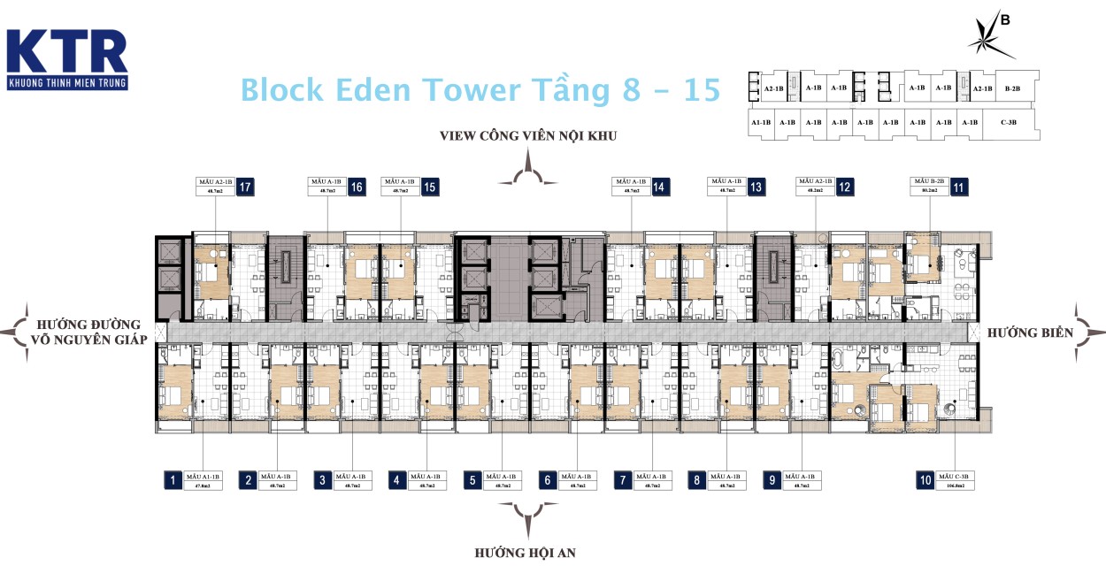 Block Eden Tower tầng 8 đến 15