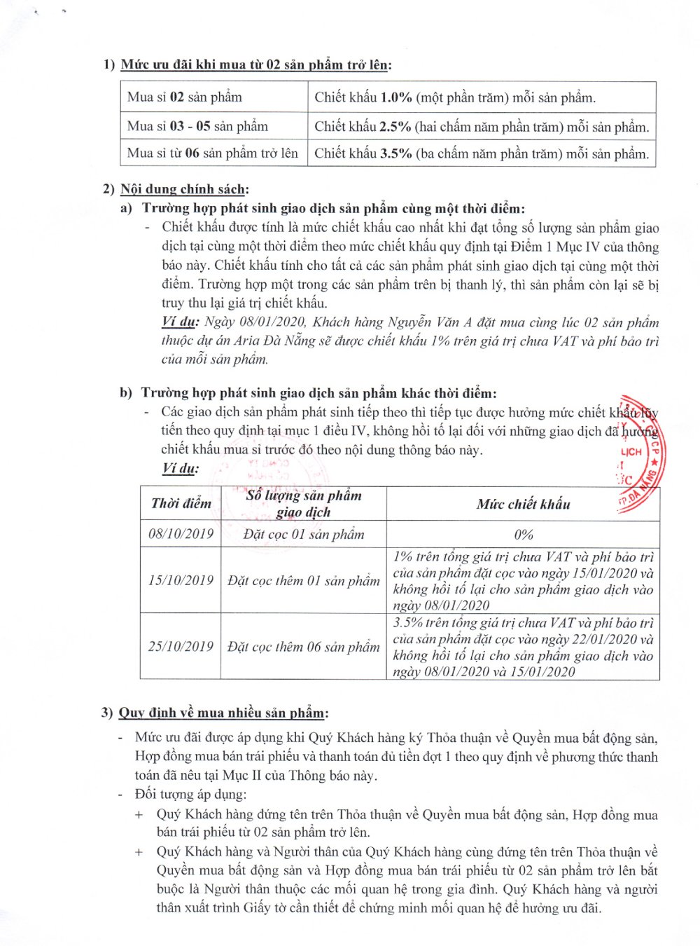 Chương trình chiết khấu dự án Aria Đà Nẵng