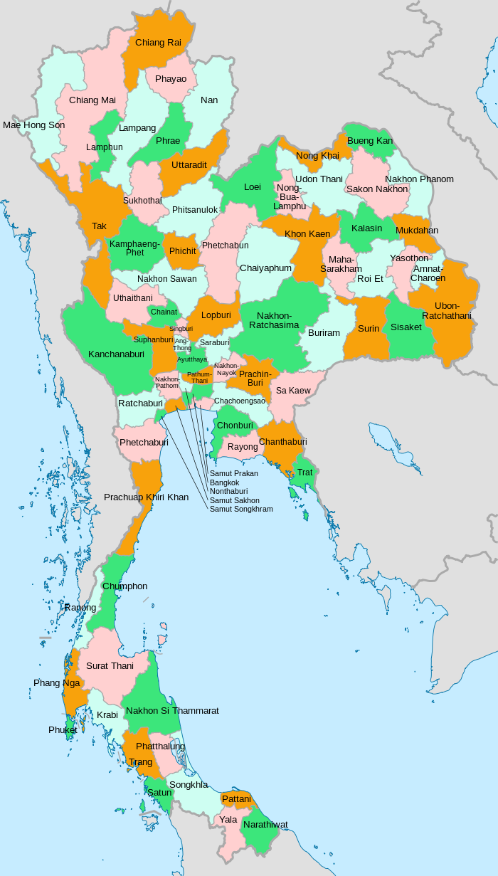 Bản đồ các tỉnh ở Thái Lan