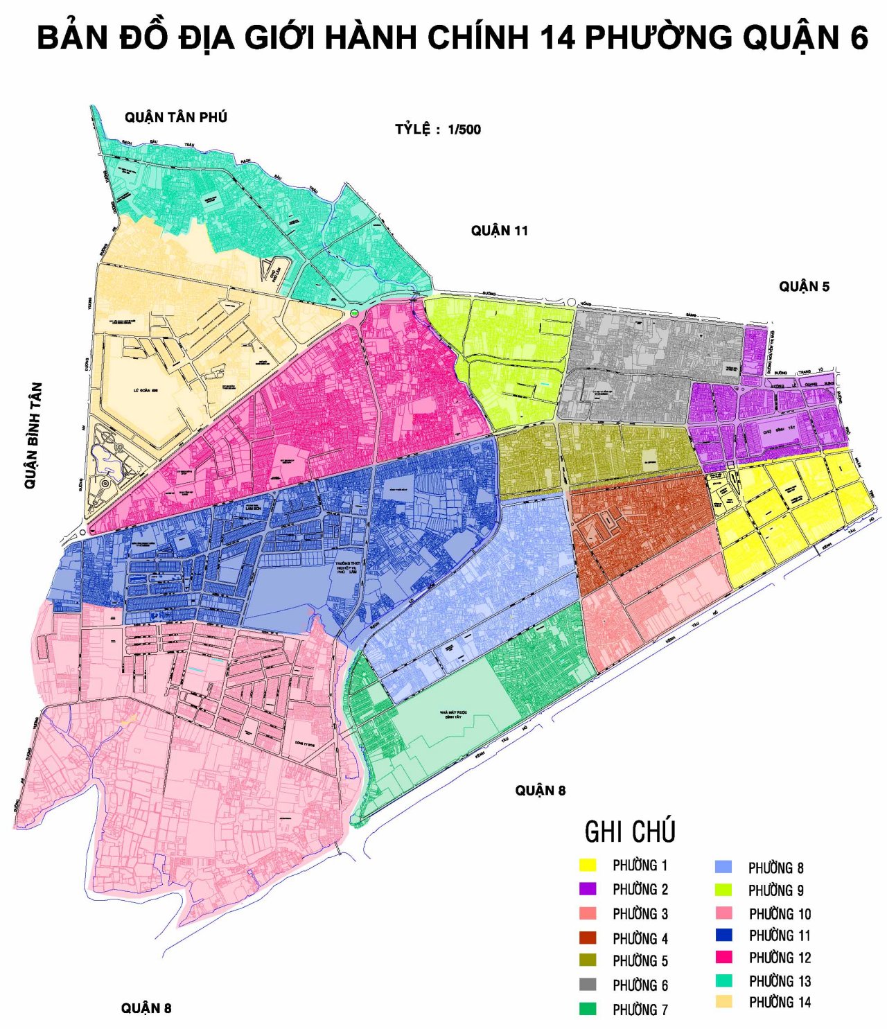 Bản đồ Hành chính Quận 6 tại TPHCM khổ lớn năm 2022