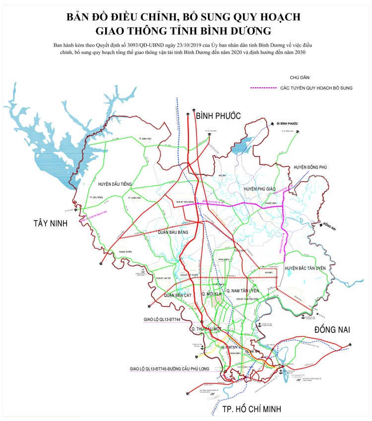 Bản đồ điều chỉnh giao thông tại tỉnh Bình Dương