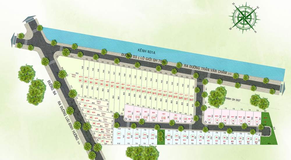 Mặt bằng toàn khu dự án đất nền khu dân cư TVC Củ Chi