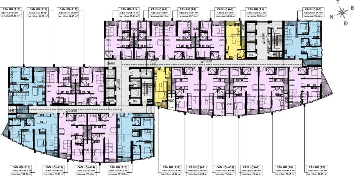 Mặt bằng điển hình Khu căn hộ The Sailing Quy Nhơn