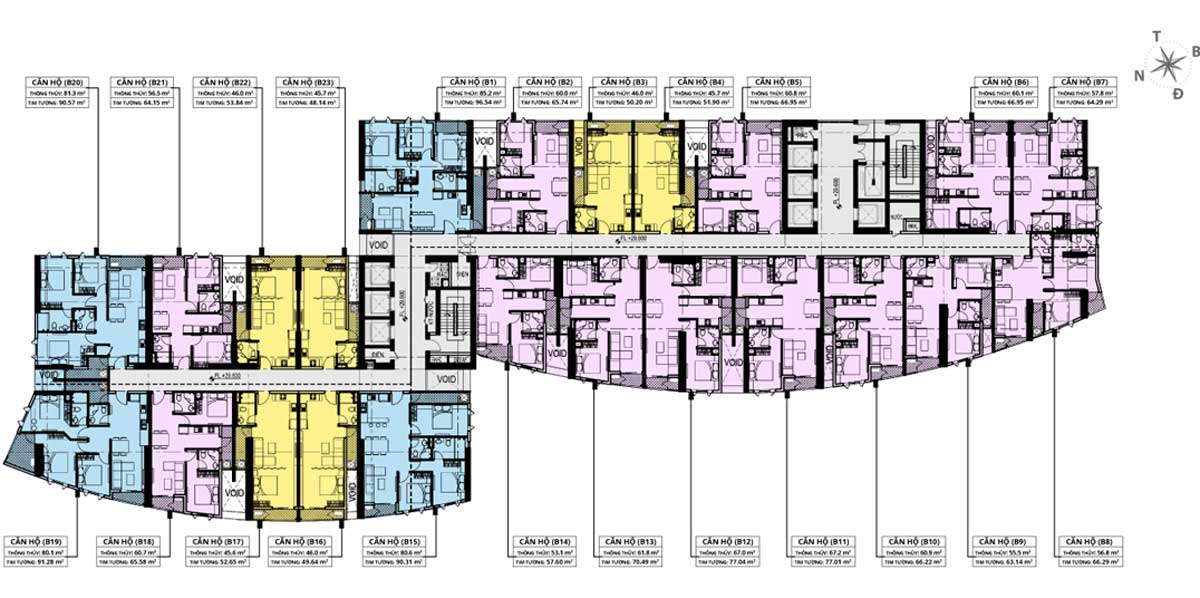 Mặt bằng điển hình Khu căn hộ The Sailing Quy Nhơn