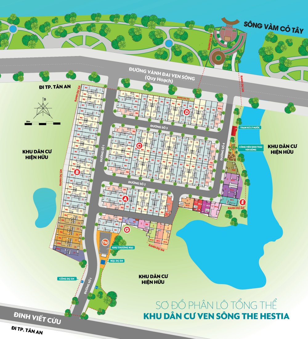 Mặt bằng phân lô dự án nhà phố The Hestia Riverside Residence