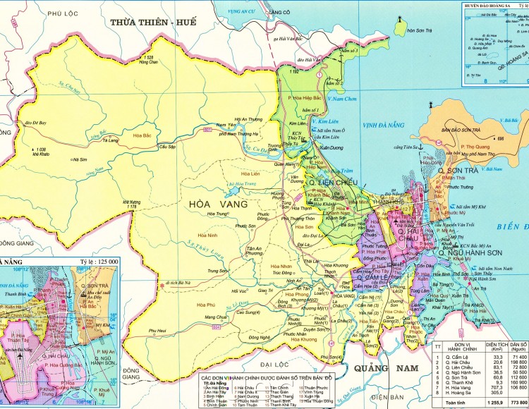 Bản đồ hành chính Thành phố Đà Nẵng khổ lớn năm 2021