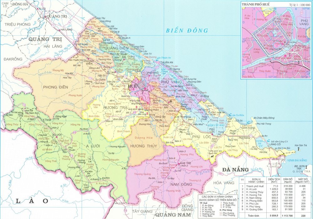 Bản đồ tổng thể Thừa Thiên Huế