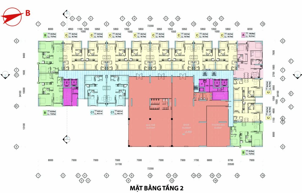 Mặt bằng tầng 2 tại dự án căn hộ Minh Quốc Plaza 