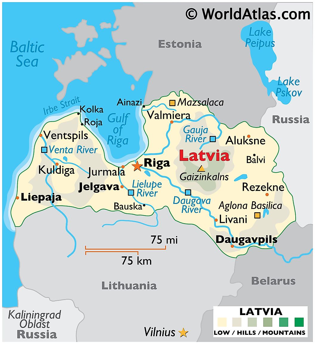 Bản đồ đất nước Latvia (Latvia Map) Khổ lớn, Phóng to 2024