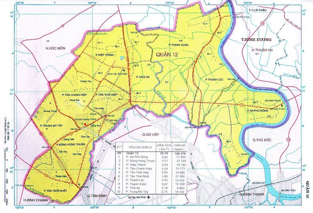 Bản đồ Hành chính Quận 12 tại TPHCM khổ lớn năm 2022