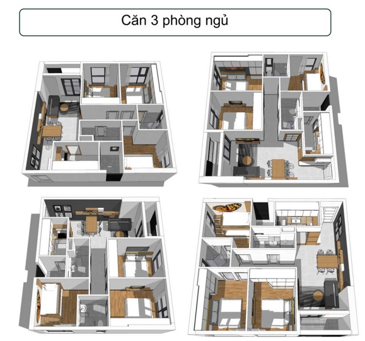 Thiết kế 03 phòng ngủ tại dự án căn hộ Phúc Đạt Tower