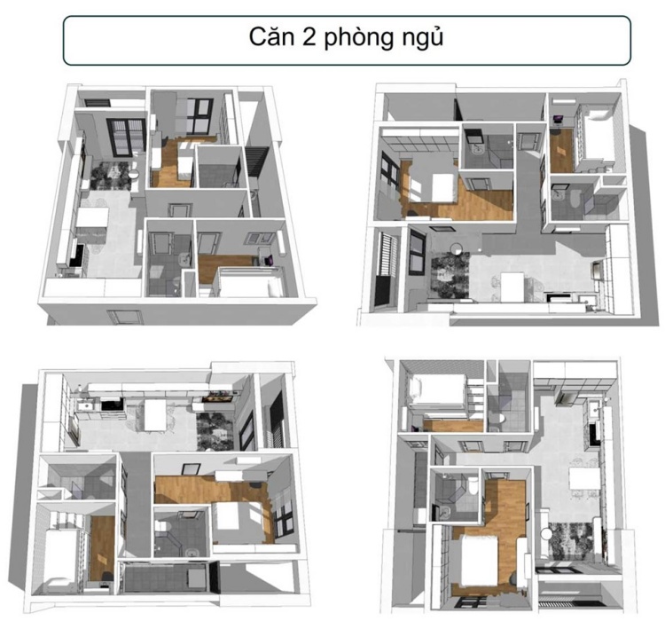 Thiết kế 02 phòng ngủ tại dự án căn hộ Phúc Đạt Tower
