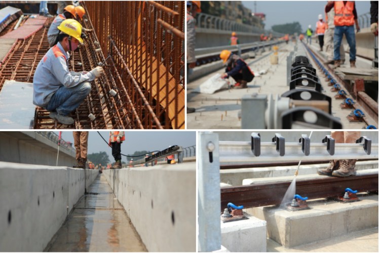 Hơn 1000 công nhân thi công tuyến đường sắt Nhổn – Ga Hà Nội