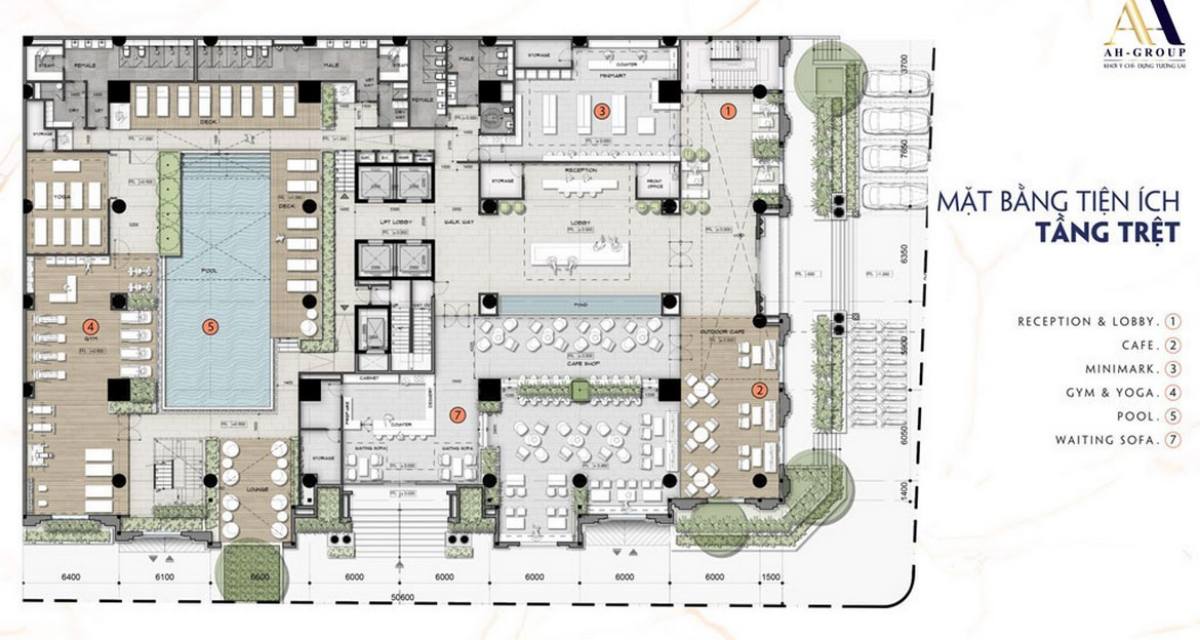 Mặt bằng tầng trệt dự án căn hộ Ecotel The Alleys Tân Bình