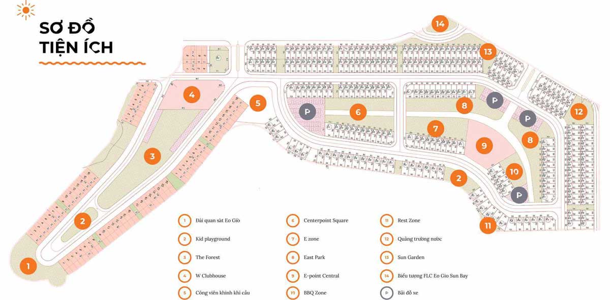 Sơ đồ tiện ích dự án khu đô thị FLC Eo Gió Sun Bay tại Quy Nhơn