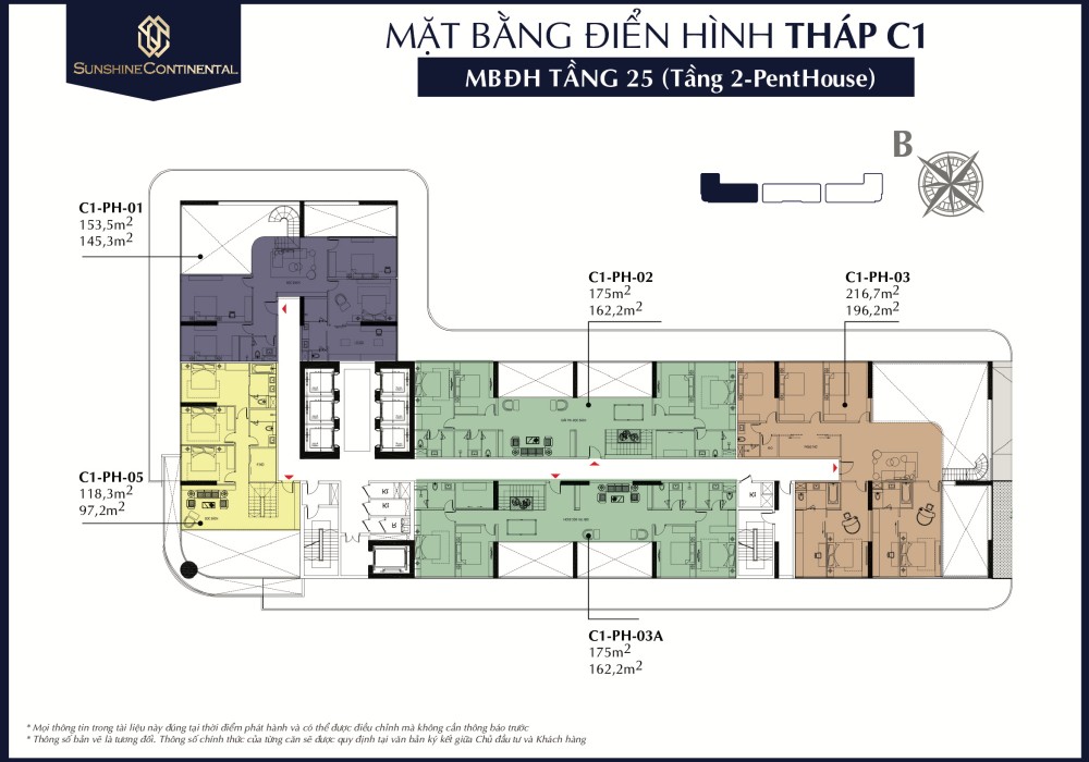 Mặt bằng Tháp C1 tầng 25 tại Sunshine Continental